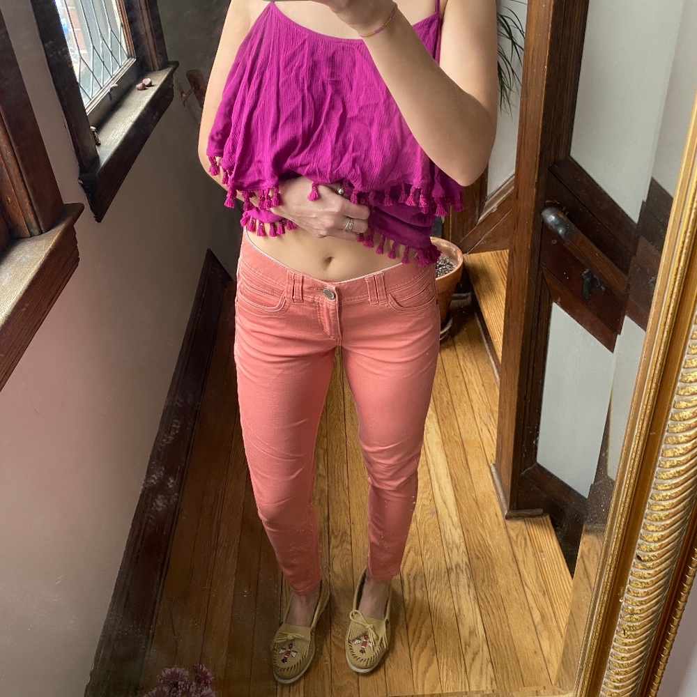 Democracy straight leg Jean coral salmon pant